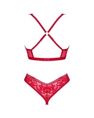 Комплект білизни Obsessive Lacelove cupless 2-pcs set M/L Red, відкритий доступ, відкриті груди SO8653 фото