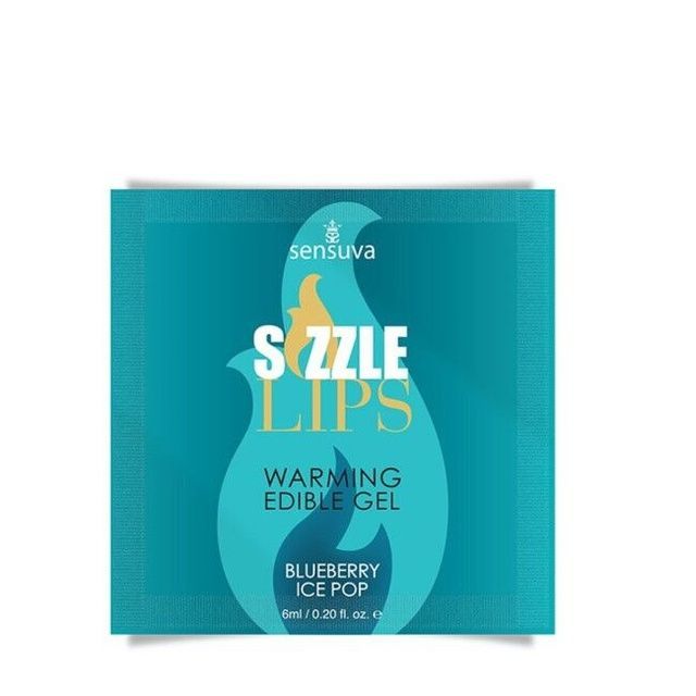 Пробник масажного гелю Sensuva &mdash; Sizzle Lips Blueberry Ice Pop (6 мл), без цукру, їстівний SO7831 фото