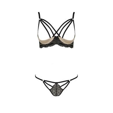 Комплект белья Passion Exclusive VALERY SET OpenBra XXL/XXXL, black, стрэпы, трусики, открытый лиф PS25106 фото
