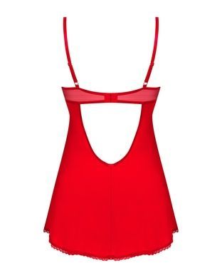 Пеньюар Obsessive Ingridia chemise & thong M/L, красный, сорочка, стринги SO9037 фото