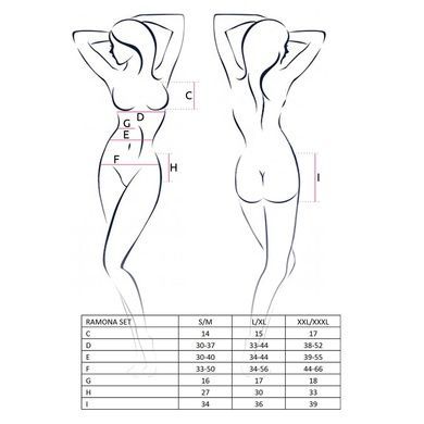 Комплект білизни Passion RAMONA SET L/XL, black ліф, стрінги, широкий пояс з воланом EL13401 фото