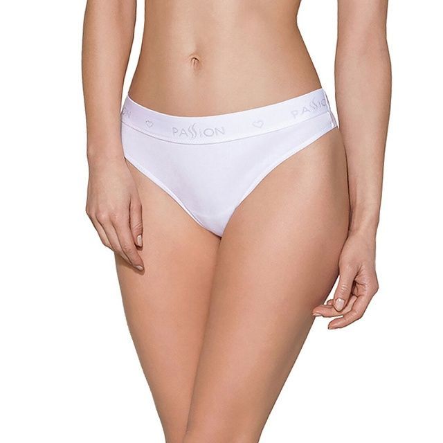 Трусики-бразиліана з бавовни Passion PS005 PANTIES XL, white SO4226 фото