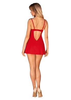Пеньюар Obsessive Ingridia chemise & thong XL/2XL, червоний, сорочка, стрінги SO9038 фото