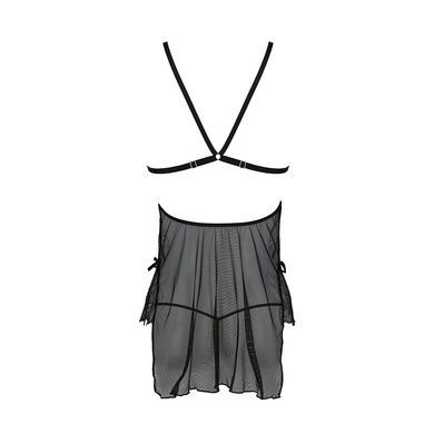 Сорочка Passion DELIENA CHEMISE L/XL black, стрінги із заниженою талією SO8418 фото