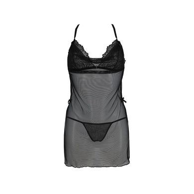 Сорочка Passion DELIENA CHEMISE L/XL black, стрінги із заниженою талією SO8418 фото