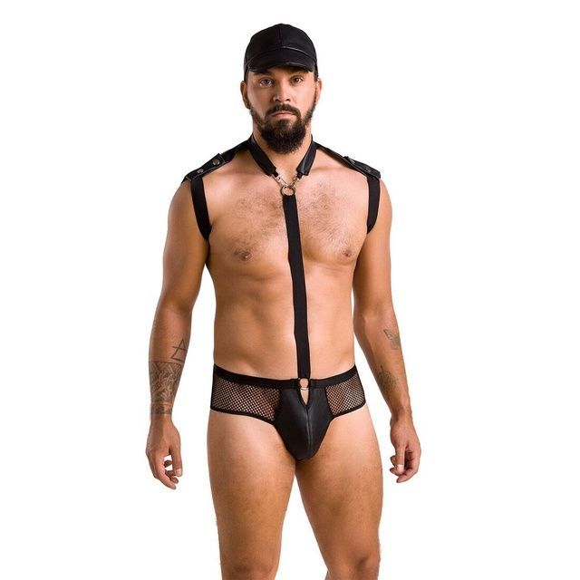 Комплект эротического мужского белья Passion 038 SET JOHN L/XL Black, боди, кепка SO7585 фото