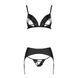 Комплект из эко-кожи Passion MILEY SET L/XL, black, трусики, бюстгальтер, пояс для чулок SO5771 фото 3