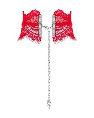 Широкий кружевной чокер Obsessive Bergamore choker, red SO7686 фото