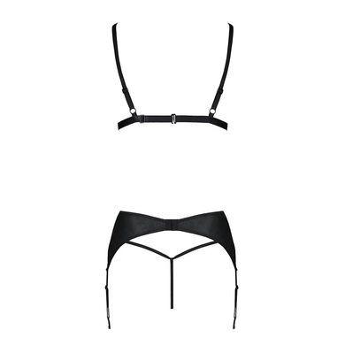 Комплект из эко-кожи Passion MILEY SET S/M, black, трусики, бюстгальтер, пояс для чулок SO5772 фото