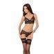 Комплект белья Passion Exclusive VELIA SET L/XL, black, полупрозрачный лиф, трусики-пояс для чулок PS25210 фото 1