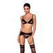Комплект из эко-кожи Passion MILEY SET S/M, black, трусики, бюстгальтер, пояс для чулок SO5772 фото 1