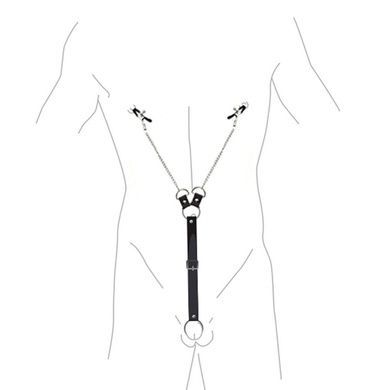Затискачі для сосків з фіксацією на пенісі Art of Sex &ndash; Nipple Clamps for Men, екошкіра SO5146 фото