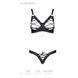 Комплект из экокожи Passion CELINE BIKINI S/M, black, открытый бра с лентами, стринги со шнуровкой SO6401 фото 5