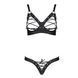 Комплект из экокожи Passion CELINE BIKINI S/M, black, открытый бра с лентами, стринги со шнуровкой SO6401 фото 3