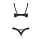 Комплект из экокожи Passion CELINE BIKINI S/M, black, открытый бра с лентами, стринги со шнуровкой SO6401 фото 4