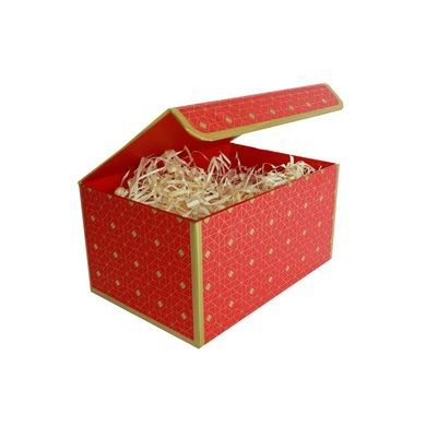 Подарочная коробка красная с золотым геометрическим рисунком, S &mdash; 20,2&times;14&times;10,5 см SO8913 фото