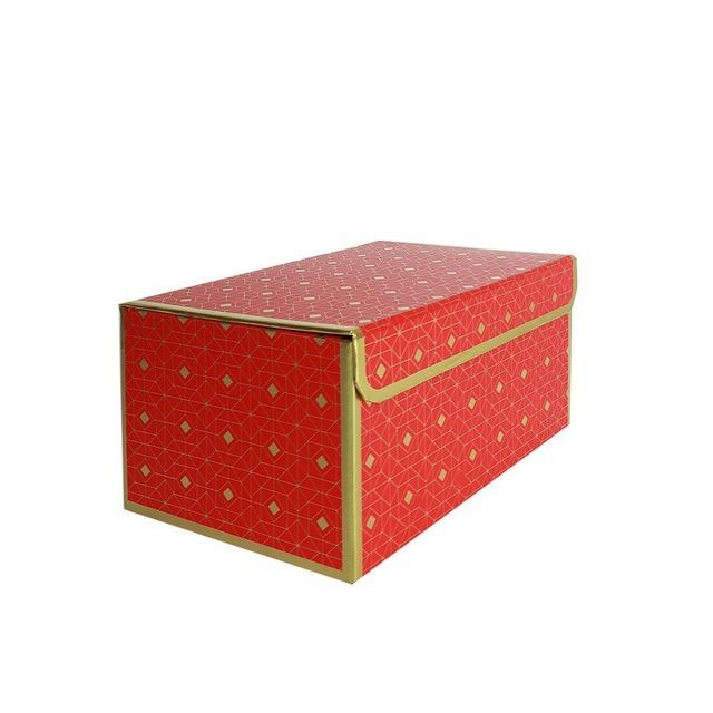 Подарочная коробка красная с золотым геометрическим рисунком, S &mdash; 20,2&times;14&times;10,5 см SO8913 фото