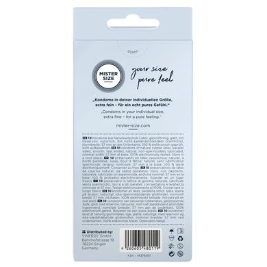 Презервативы Mister Size - pure feel - 57 (10 condoms), толщина 0,05 мм (мятая упаковка!!!) SO8045-R фото