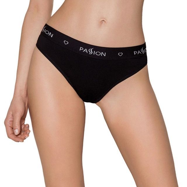 Трусики-сліпи з бавовни та еластаном Passion PS004 PANTIES S, black SO4217 фото