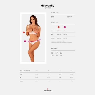 Эротический комплект Obsessive Heavenlly 2-pcs cupless set XL/2XL, открытая грудь, с доступом SO8177 фото