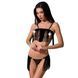 Комплект белья Passion Exclusive KASSANDRA SET OpenBra 2XL/3XL, black, лиф из бахромы, трусики-юбка PS26303 фото 1