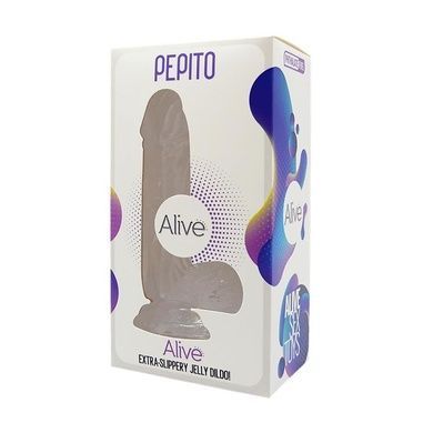 Прозорий фалоімітатор Alive Jelly Dildo Pepito, ТПЕ, присоска, діаметр 3,5 см, довжина 15,5 см SO3982 фото