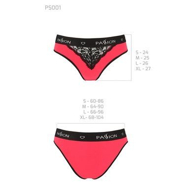 Трусики з широкою гумкою і мереживом Passion PS001 PANTIES S, red-black SO4169 фото