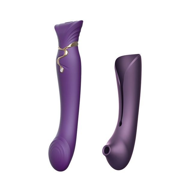Смартвибратор 3в1 Zalo &mdash; Queen Set Twilight Purple, пульсирующая жемчужина и вакуум, кристалл Swarovski SO6664 фото