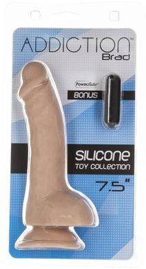 Вигнутий фалоімітатор на присосці ADDICTION &mdash; BRAD 7,5&Prime; Dildo With Balls, Beige SO5584 фото