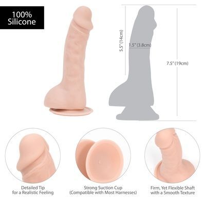 Вигнутий фалоімітатор на присосці ADDICTION &mdash; BRAD 7,5&Prime; Dildo With Balls, Beige SO5584 фото