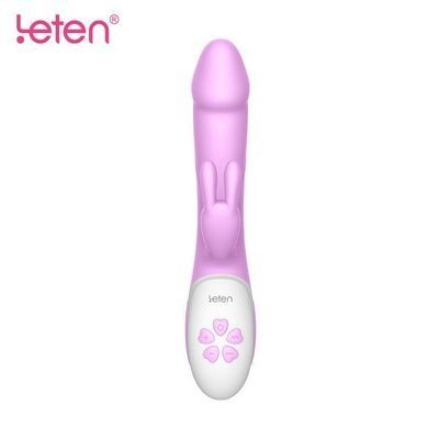 Вибратор-кролик с массирующим стволом и подогревом Leten Alina Purple, два мотора SO3599 фото