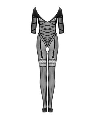 Сітчастий бодістокінг з імітацією підв&rsquo;язок Obsessive Bodystocking G329 XL/XXL, black, з доступом SO7694 фото