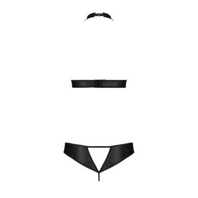 Комплект из экокожи Passion MALWIA SET with Open Bra 4XL/5XL black, топ и трусики с люверсами SO7100 фото