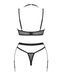 (SALE) Комплект белья Obsessive Selinne 3-pcs set XS/S Black, бюстгальтер, стринги пояс для чулок SO8667 фото 4