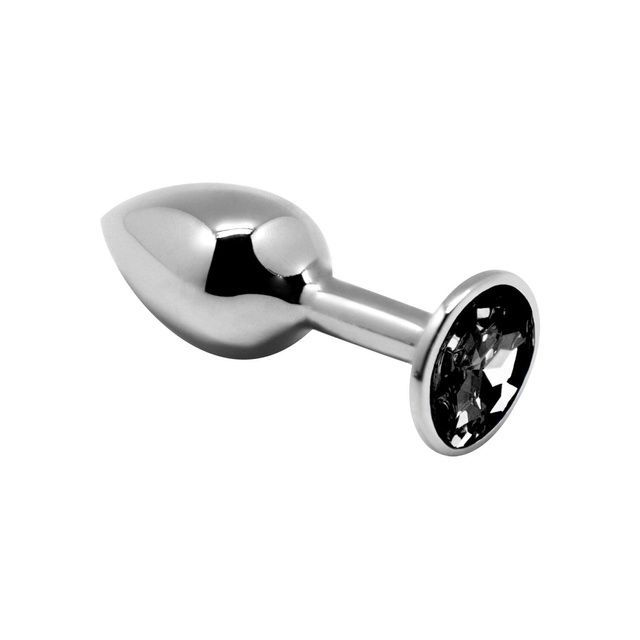 Металлическая анальная пробка с кристаллом Alive Mini Metal Butt Plug Black M SO6000 фото