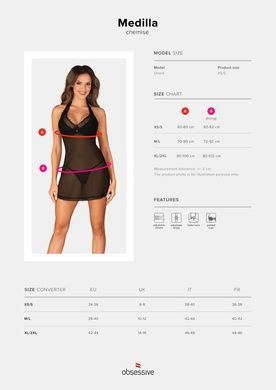 Пеньюар Obsessive Medilla chemise & thong XL/2XL SO9054 фото