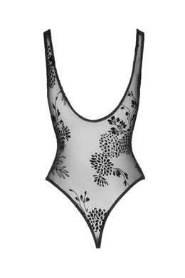 Боди Noir Handmade F242 Tulle body with patterned flock embroidery, XL SX0154 фото