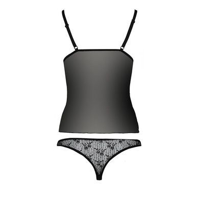 Комплект белья Passion MELISSA SET L/XL, black, лиф-сорочка со шнуровкой и трусики EL15904 фото