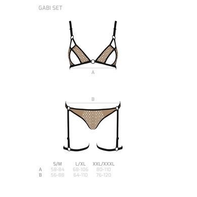 Эротический комплект нижнего белья Passion GABI SET S/M beige, трусики с гартерами SO8437 фото