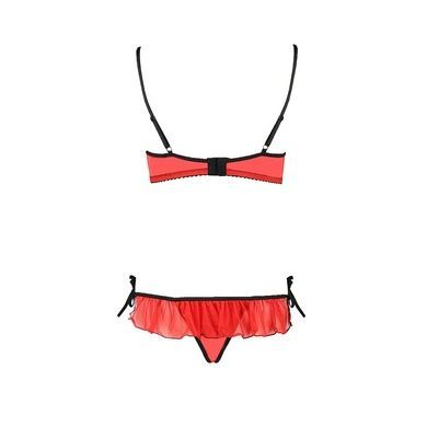Комплект белья Passion Exclusive CHERRY SET OpenBra L/XL, red, открытый лиф, трусики-юбочка PS25507 фото